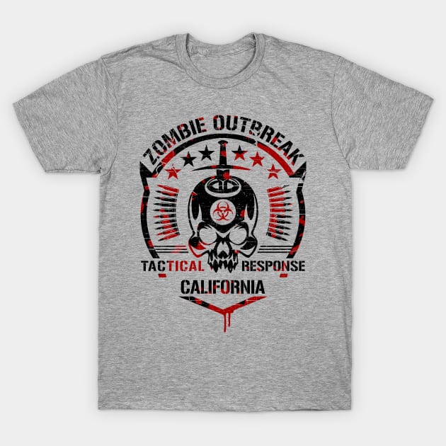 Zombie Outbreak Tactical Response CALIFORNIA T-Shirt by Scarebaby